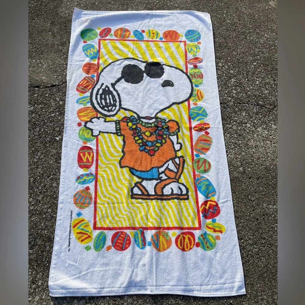 Vintage Snoopy Beach Towel Joe Cool 1998